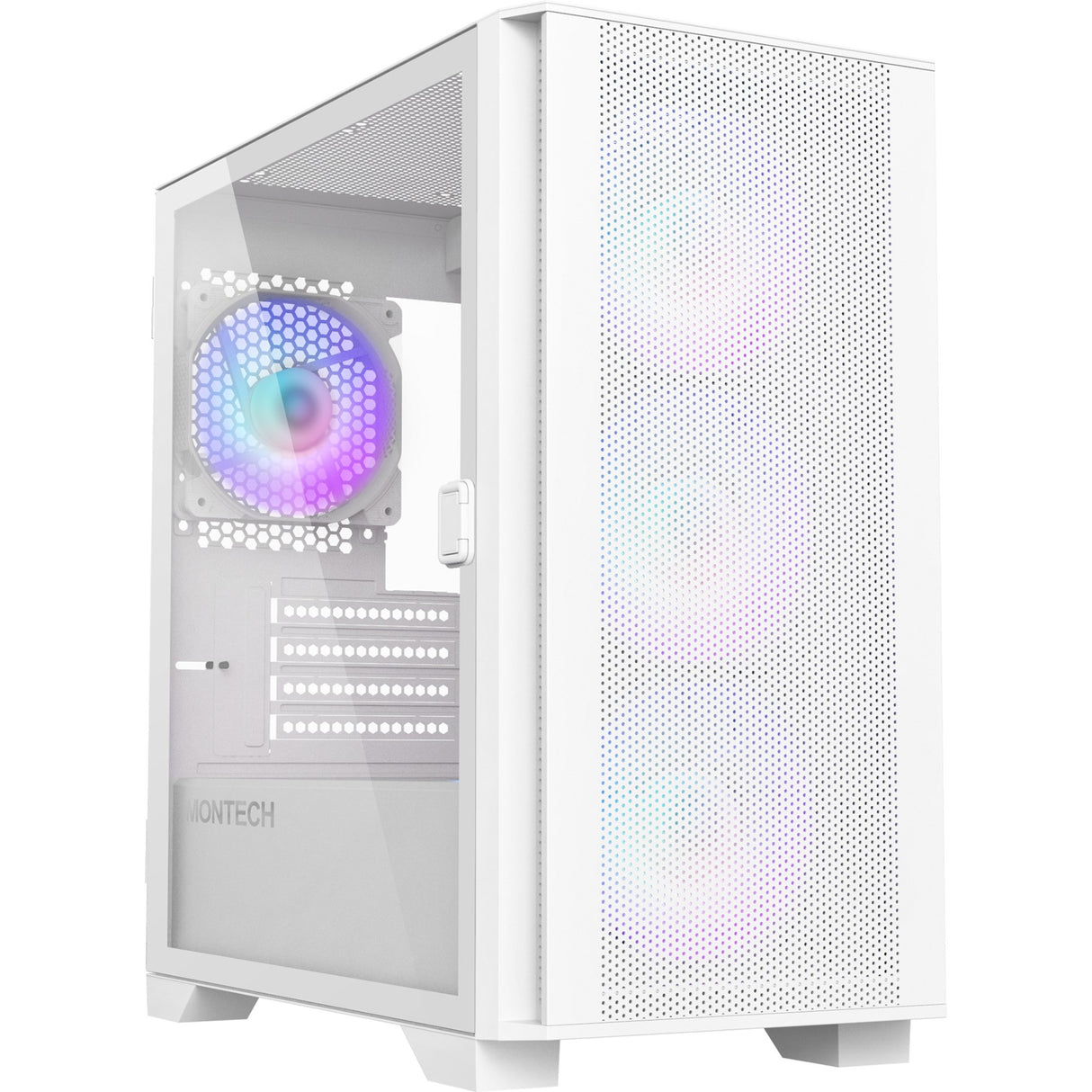 Montech AIR 100 ARGB Mini Tower Case (White | 3x USB-A | Tempered Glass)