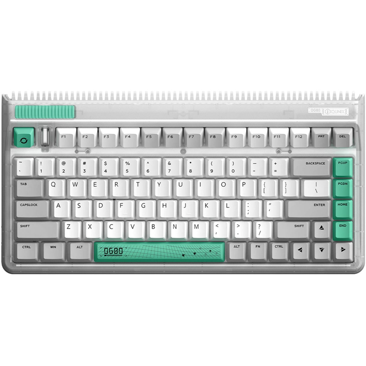 Iqunix OG80 Wormhole Wireless Mechanical Keyboard, Gaming Keyboard (Gray Green, US Layout, Cherry MX Red, RGB LEDs, 80% (TKL), Hot-Swappable, PBT, 2.4GHz | Bluetooth 5.1 | USB-C)