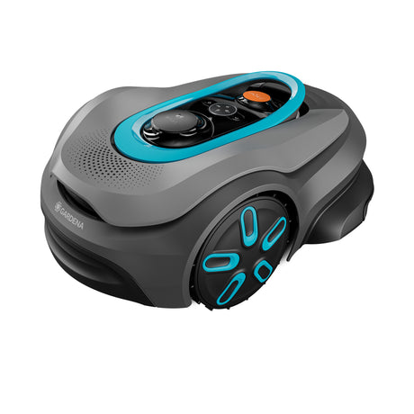 Gardena smart sileno sense 600 m² robotic lawnmower (grey turquoise, 19942-26, li-ion battery + charging station included, boundary wire-free technology)