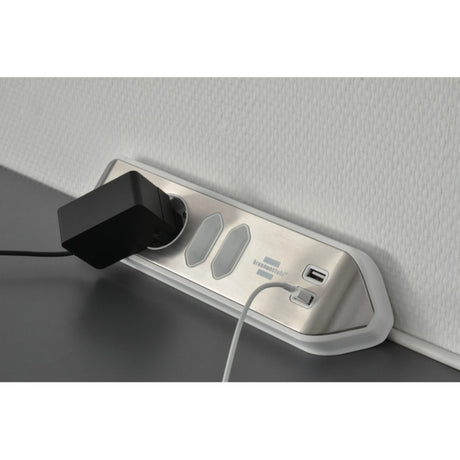 Brennerstuhl ®estilo sarok csatlakozódoboz szalag USB töltő funkcióval 4 utas 2x védőaljzatok 2x euro ezüst fehér