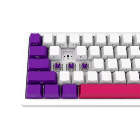 Lorgar kbp70mw, gaming keyboard (white, US layout, Lorgar Toxic Purple, 65%, RGB, hot-swappable, PBT double-shot, Bluetooth 2.4GHz USB)