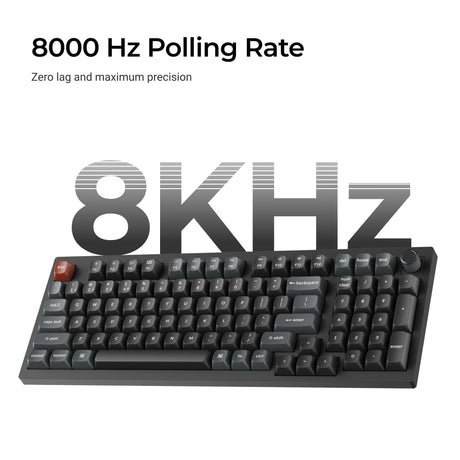 Keychron V5 Ultra 8K Wireless Custom Mechanical Keyboard (Black, US Layout (QWERTY), Silk POM Brown, 96%, RGB, Hot Swap, 2.4 GHz | Bluetooth 5.3 | USB-C)