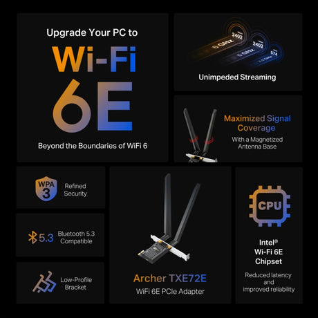 Tp-link archer txe72e ax5400 wi-fi 6e bluetooth 5.3 pcie