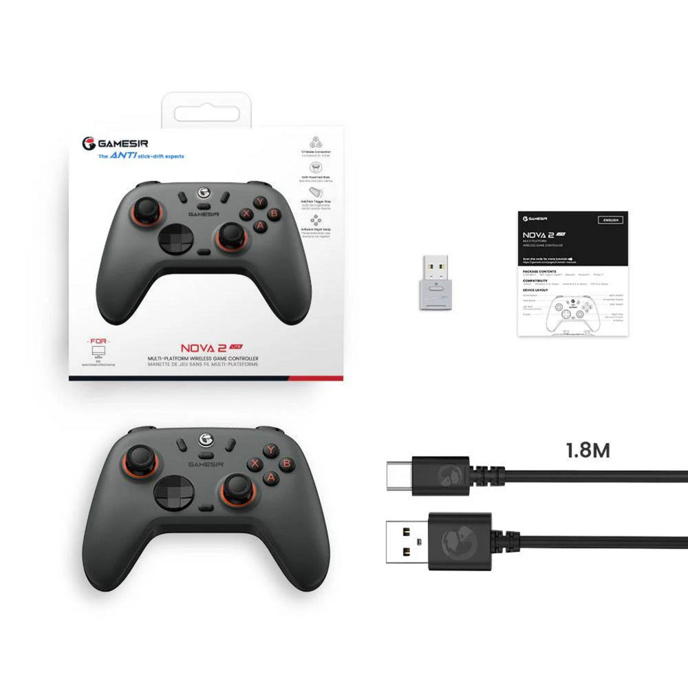 Gamesir Nova 2 Lite Multiplatform Wireless Game Controller (Dark Grey, Switch, PC, Android and iOS, Bluetooth 2.4 GHz USB)