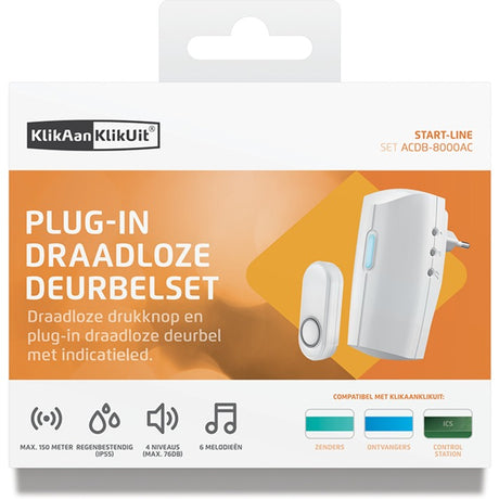 Klikaanklikuit 1066417 - gong avec bouton poussoir acdb-8000ac | 1 pièce