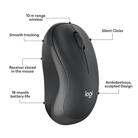 Zestaw komputerów stacjonarnych Logitech mk295 cicha bezprzewodowa klawiatura i mysz (czarny, układ USA-International (QWERTY), 100%)