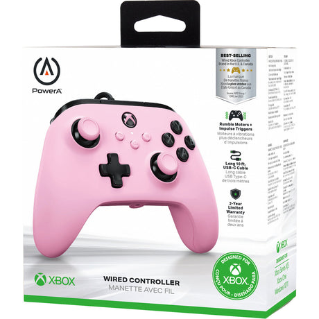 Controlador com fio Powera para xbox series x|s (rosa, xbox series x|s, xbox one, PC)