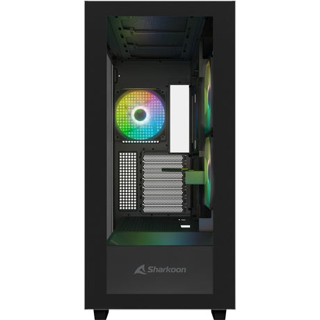 Sharkoon rebel c60 rgb midi bokšto korpusas (juodas | 2x usb-a | 1x usb-c | rgb | grūdintas stiklas)