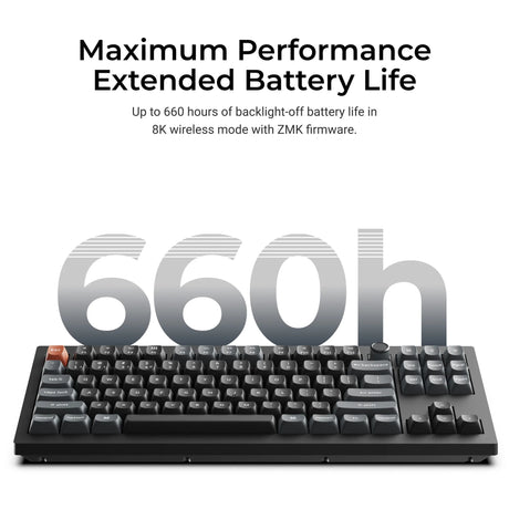 Keychron v3 ultra 8k wireless custom mechanical keyboard (black, US layout (QWERTY), silk POM red, 80% (TKL), RGB, hot-swappable, 2.4 GHz | Bluetooth 5.3 | USB-C)