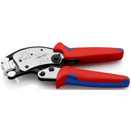 Knipex Twistor 16 self-adjusting crimping pliers for ferrules (red blue, with rotatable crimping head)
