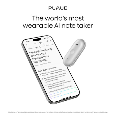 Plaud notepin s dictation device (silver, 64 gb, bluetooth 5.2 ble (bluetooth low energy) wi-fi)