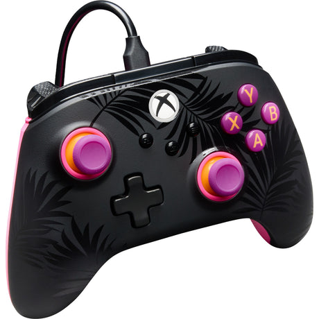 Powera Advantage plus przewodowy kontroler dla Xbox Series x|s - palmy w świetle księżyca (różowy, Xbox Series x|s, Xbox One, PC)