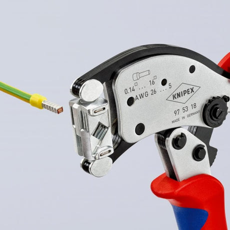 Knipex Twistor 16 self-adjusting crimping pliers for ferrules (red blue, with rotatable crimping head)