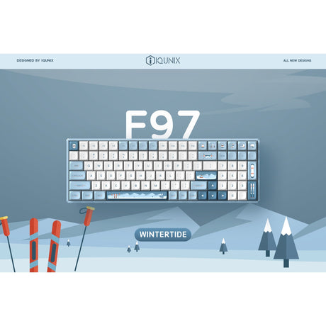 Iqunix f97 Wintertide Wireless Mechanical Keyboard, gaming keyboard (light blue, US layout, Cherry MX Silent Red, RGB LEDs, 96%, hot-swappable, PBT, 2.4ghz | Bluetooth 5.1 | USB-C)