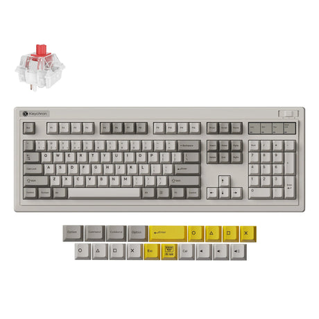 Keychron r6-m1 QMK Wireless Mechanical Keyboard (Gray, US Layout (QWERTY), Super Red, 100%, RGB, Cherry PBT, Hot Swap, 2.4 GHz Bluetooth 5.3 USB-C)