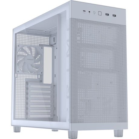 Asus Prime AP201 - Tempered Glass Panel MicroATX Case (white | 2x USB-A | 1x USB-C | tempered glass)