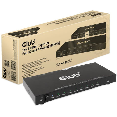 Rozgałęźnik HDMI Club 3d 1 do 8 Full 3D i 4k60hz (600mhz) (czarny)