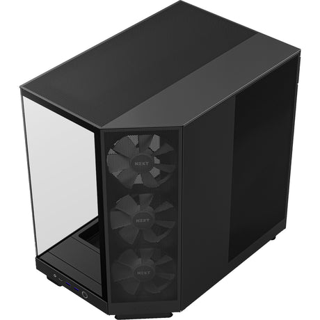 Nzxt h6 flow rgb midi towergehäuse (schwaarz | 2x usb-a | 1x usb-c | rgb | temperéiert Glas)