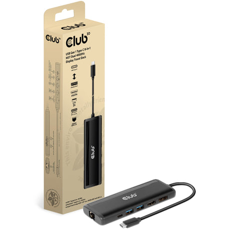 Club 3D USB Gen 1 Type-C 8-in-1 MST Dual 4K60Hz Display Potovalna priklopna postaja (črna)