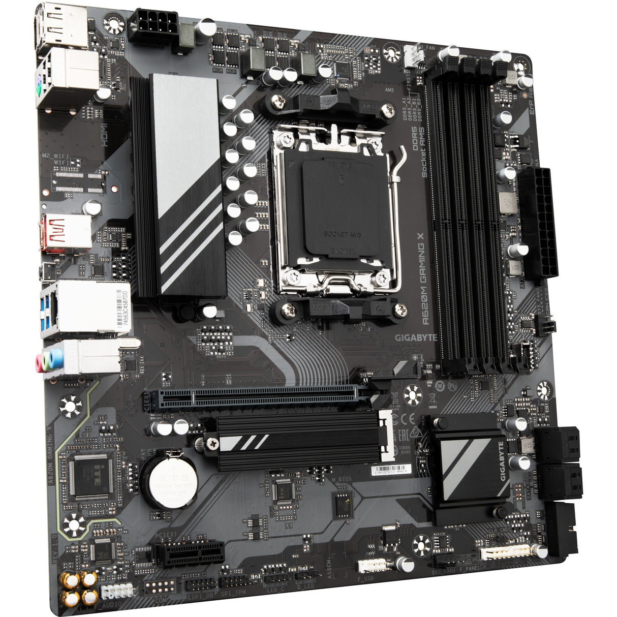 Gigabyte a620m gaming x (rev. 1.0) socket am5 motherboard (black gray, raid, gb-lan, sound, µatx)