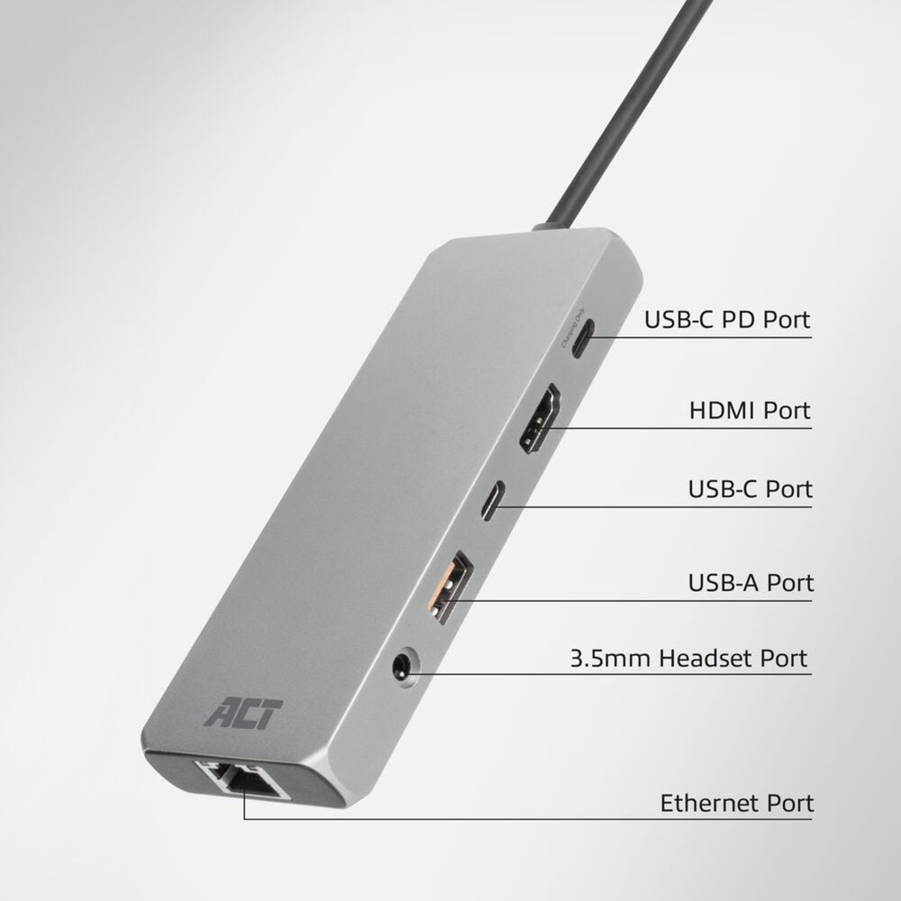 Act connectivity USB-C 4K 8K 60Hz docking station (grey)