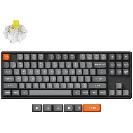 Keychron K8 Max-J4, keyboard (black, US layout, Super Banana, 80% TKL, RGB LEDs, OSA double-shot PBT, hot-swap, USB-C | 2.4 GHz | Bluetooth 5.1)