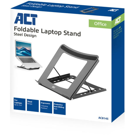 Act connectivity laptop-stativ, sammenleggbart, høydejusterbart i 5 posisjoner (svart)