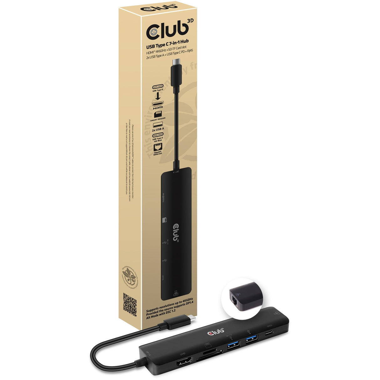 Club 3D CSV-1592 USB Typ C 7-i-1 Hub dockningsstation (svart)