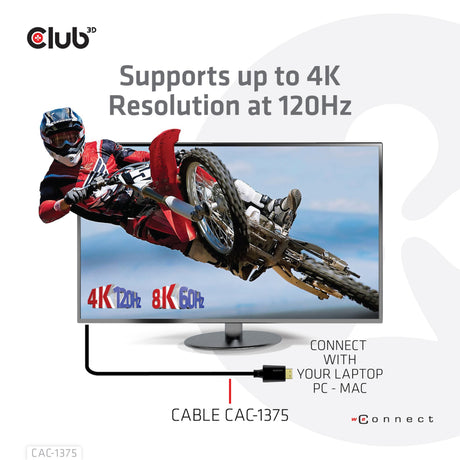 Cabo certificado HDMI 2.1 de ultra alta velocidade Club 3D macho-macho (preto, 5 metros, 4K 120 Hz, 8K 60 Hz, 48 Gbps)