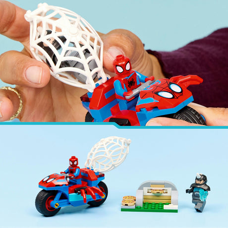 Lego marvel 11206 spidey på sin motorsykkel vs. neshorn