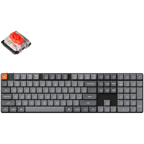 Keychron k5 max-h1 rgb mechanical keyboard (black, us layout (qwerty), gateron low profile 2.0 mechanical red, 100%, rgb leds, double-shot pbt, hot swap, 2.4ghz | bluetooth 5.1 | usb-c)