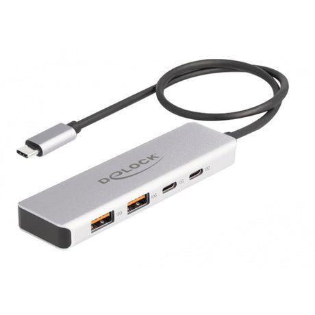 Delock USB 10 Gbps USB-C hub USB hub (šedý, 2x USB-A 3.2 (10 Gbit s), 2x USB-C 3.2 (10 Gbit s))