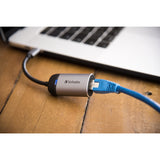 Verbatim USB 3.2 gen 1 adapter, USB-C > RJ-45 (silver black, 10cm, gigabit LAN 10 100 1000 mbit s)