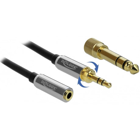 Delock stereo jack 3,5 mm 3-pin samec > samičí prodlužovací kabel (černý, 1 metr)