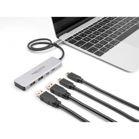 Delock USB 10 Gbps USB-C hub USB hub (šedý, 2x USB-A 3.2 (10 Gbit s), 2x USB-C 3.2 (10 Gbit s))