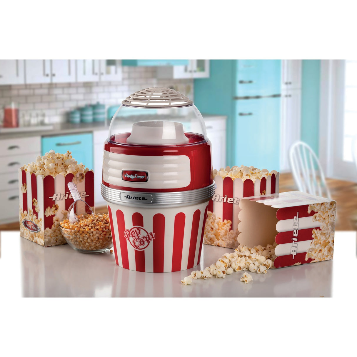 Ariete Party Time Popcorn XL Machine 2957 00 Popcorn Maker (Red White)