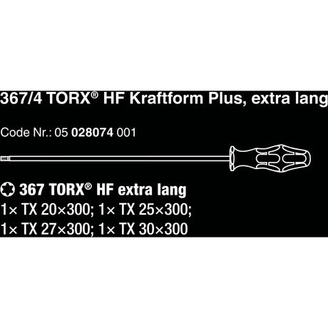 Wera screwdriver set hf kraftform plus screwdriver set 367 4 torx hf