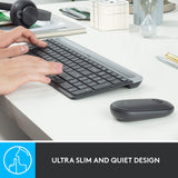 Logitech mk470 slim wireless keyboard and mouse combo, desktop set (black, US-international, scissor switches, 1000 dpi)