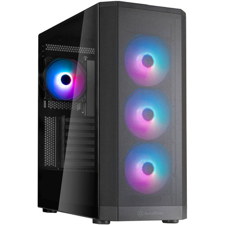 Boîtier Silverstone Fara 514x Midi Tower (noir | 2x USB-A | 1x USB-C | RVB | verre trempé)