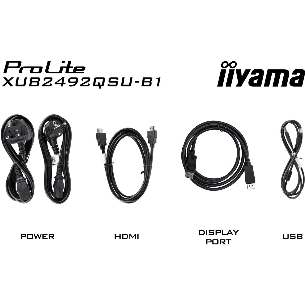 Монитор Iiyama prolite xub2492qsu-b1 23.8 (черен (мат), HDMI, порт за дисплей, 3x USB-A, USB-C)
