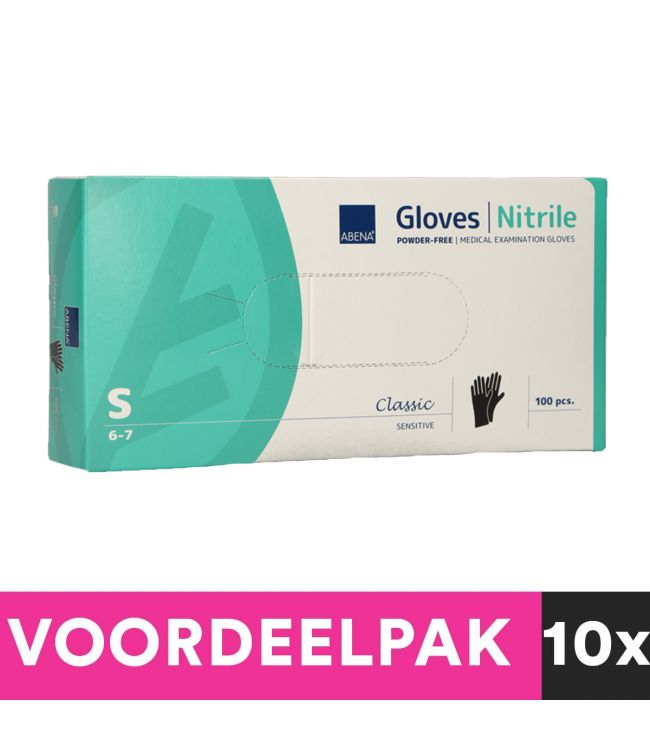 Abena poedervrije nitrile handschoenen maat small 100 stuks zwart voordeelpakket