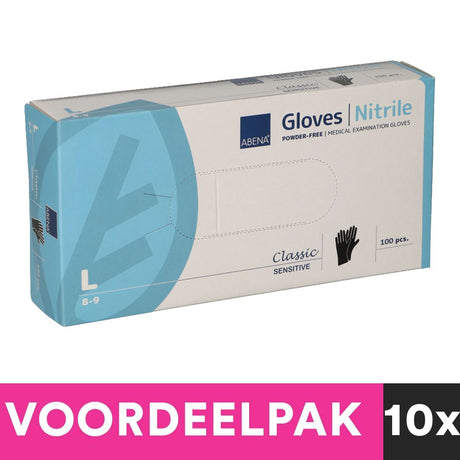 Abena Pudder-gratis Nitril Handschuesch Gréisst grouss 100 Stécker schwaarz Wäert Pak