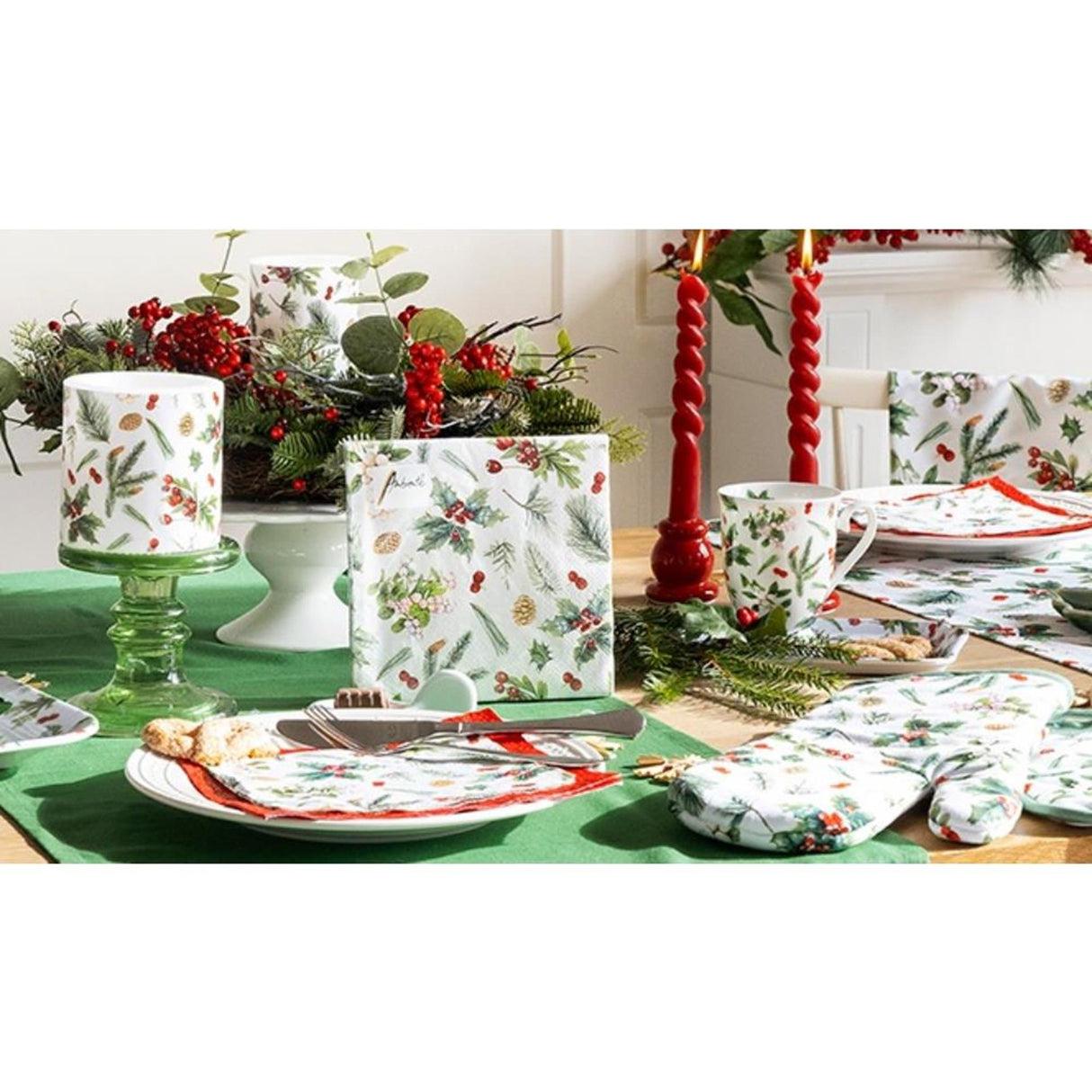 Ambiente oven glove winter greenery white