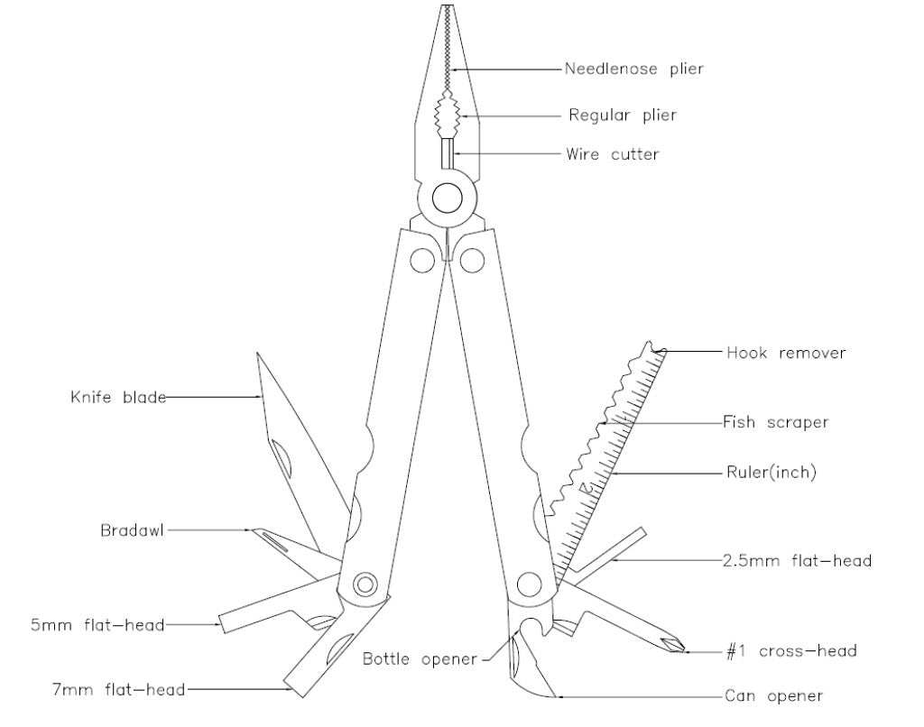 IceEtoolz MultiTool Lifeguard 15 Funzioni, acciaio inossidabile