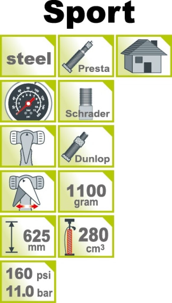 Eistoolz 240A451 Héichpresse Pompel Fousspompel Stol mat Meter 160psi giel