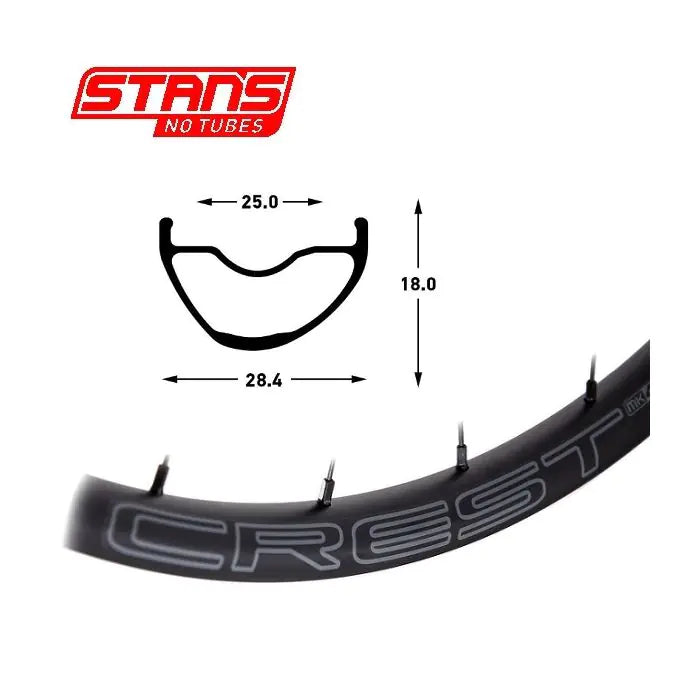 Stans notubes rim crest mk4 29 32h black gray snt