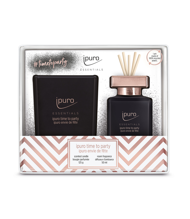 Ipuro Geurdiffuser Temps pour faire la fête 50 ml + bougie parfumée 125gr.