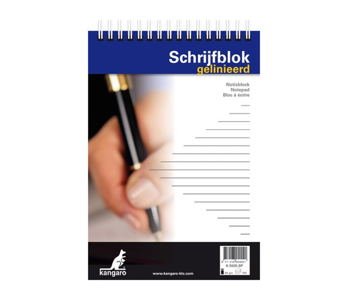 Kangaro writing pad a5 100 sheets headed spiral lined pack of 5 pieces