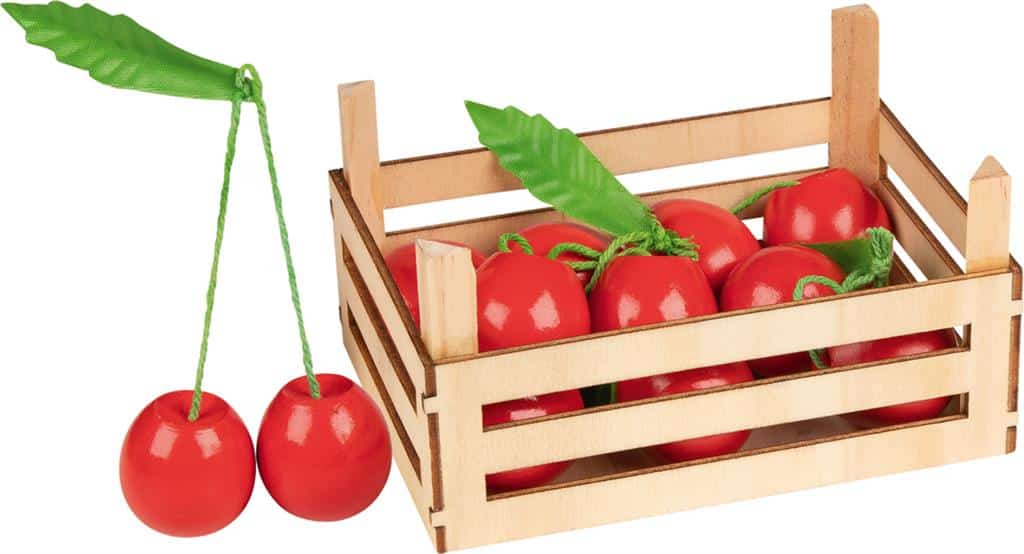 Goki wooden cherries in coffin, 6dlg.