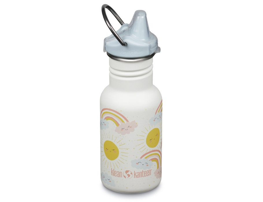 Klean kanteen children's drinking bottle with sippy cap - rainbows - 355ml